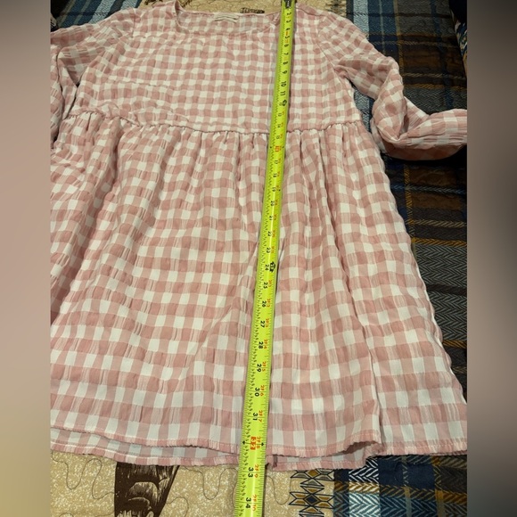 Urban Outfitters long-sleeve gingham dress, pink & white - Picture 8 of 11